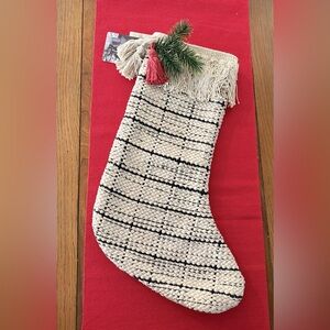 Magnolia Cream and Black Plaid Holiday Stocking